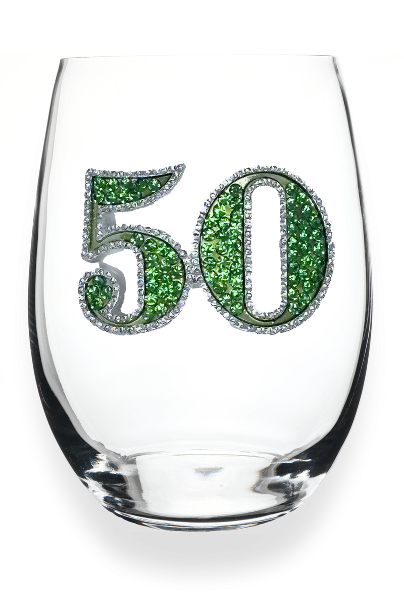 The "50th Birthday" Stemless Wine Glass