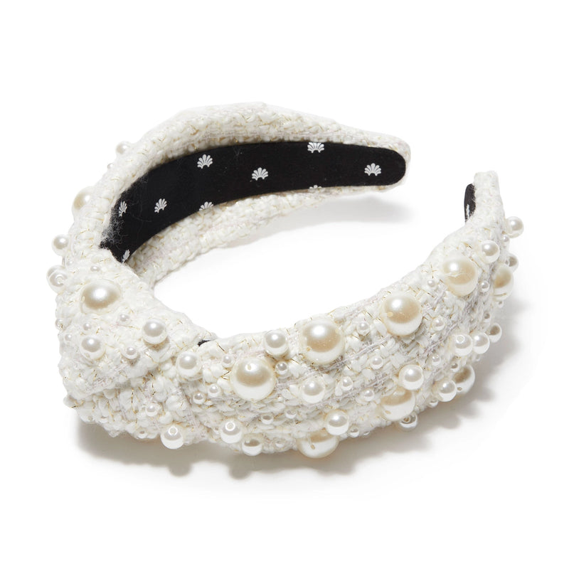 The "Ivory Multi Pearl Tweed" Headband by Lele Sadoughi