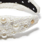 The "Ivory Multi Pearl Tweed" Headband by Lele Sadoughi