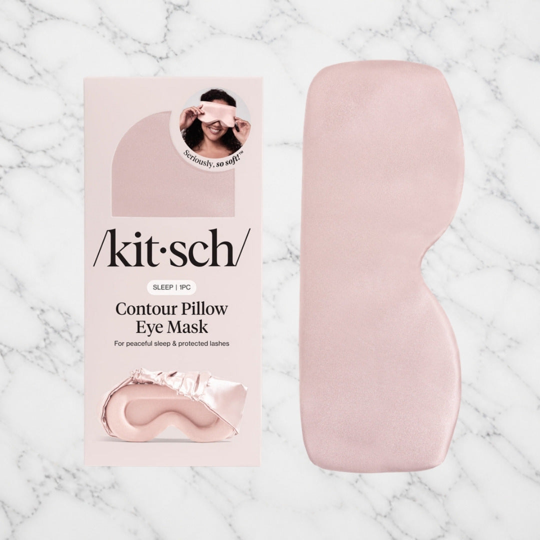 Kitsch Contour Pillow Eye Mask Blush on white marble