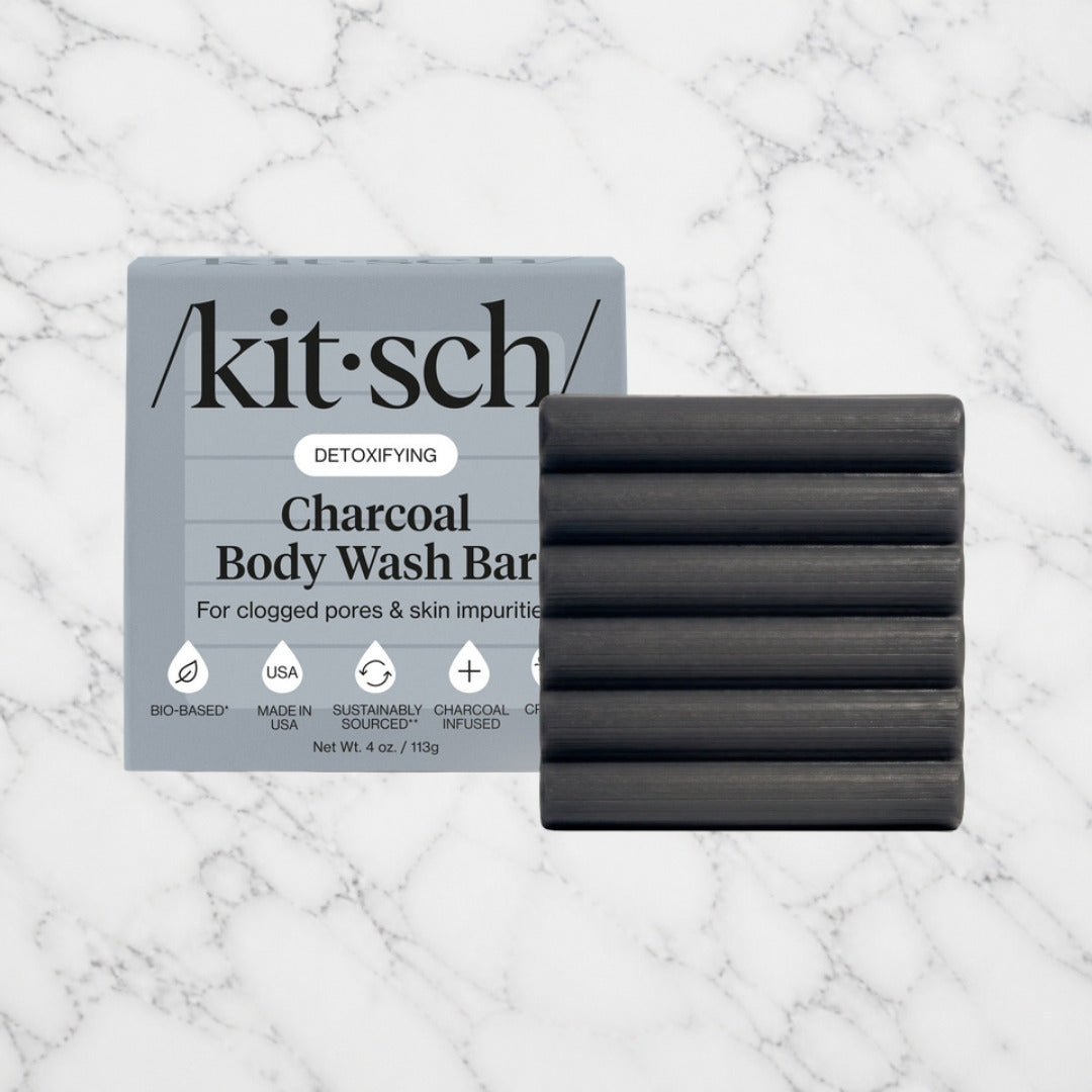 Kitsch Charcoal Body Wash on white marble