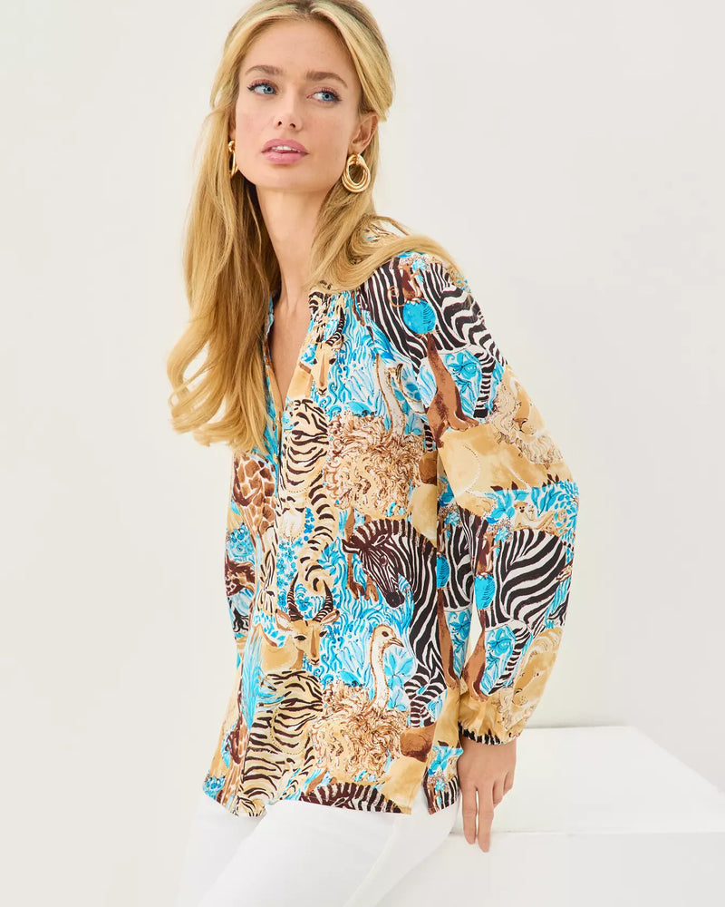 The "Lilly's Zoo" Elsa Silk Top by Lilly Pulitzer