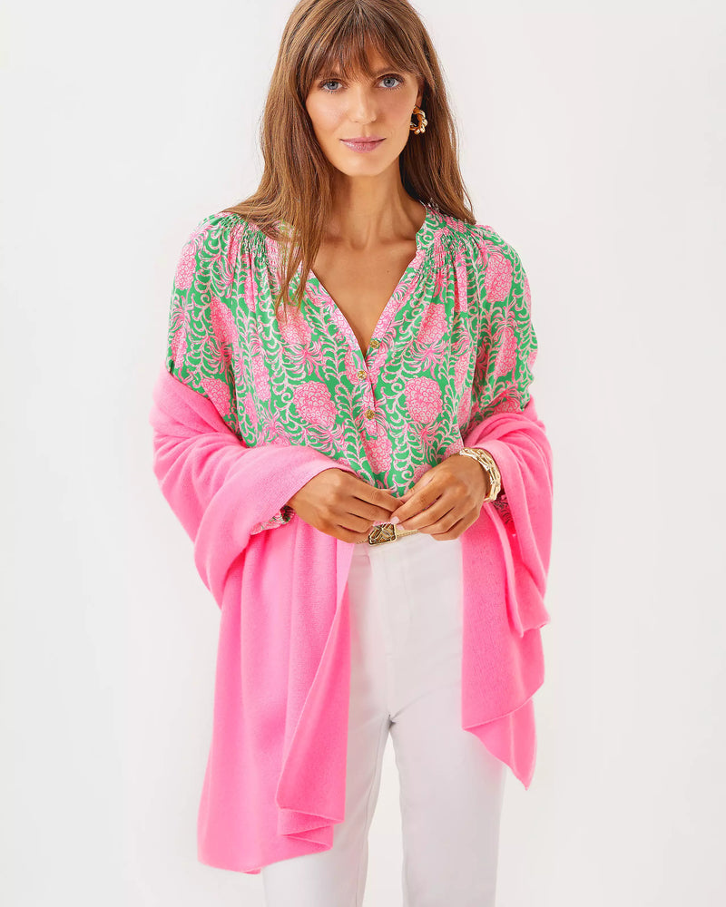 The "Fauna Green Party Like A Pineapple" Elsa Silk Top by Lilly Pulitzer