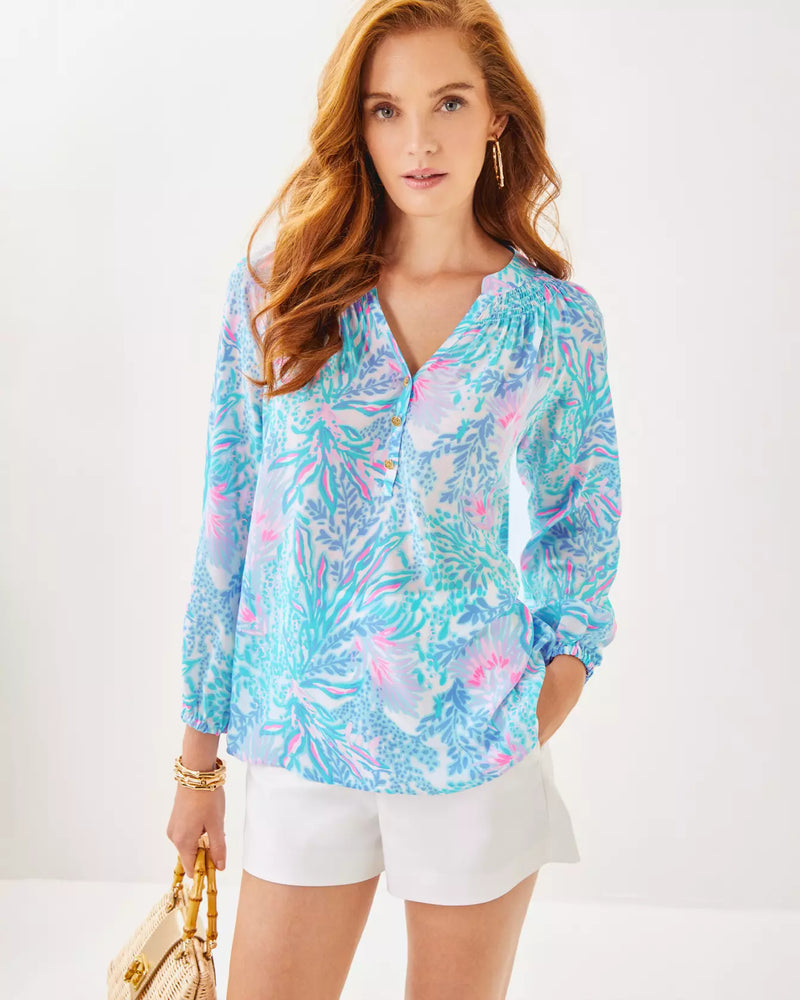 The "Via Del Mar" Elsa Silk Top by Lilly Pulitzer