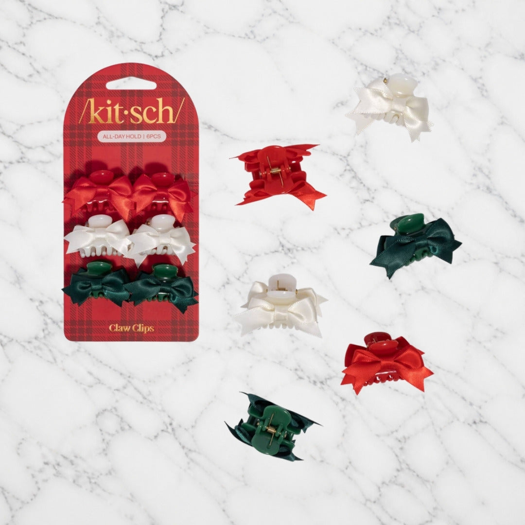 Kitsch Holiday Mini Claw Clips on white marble