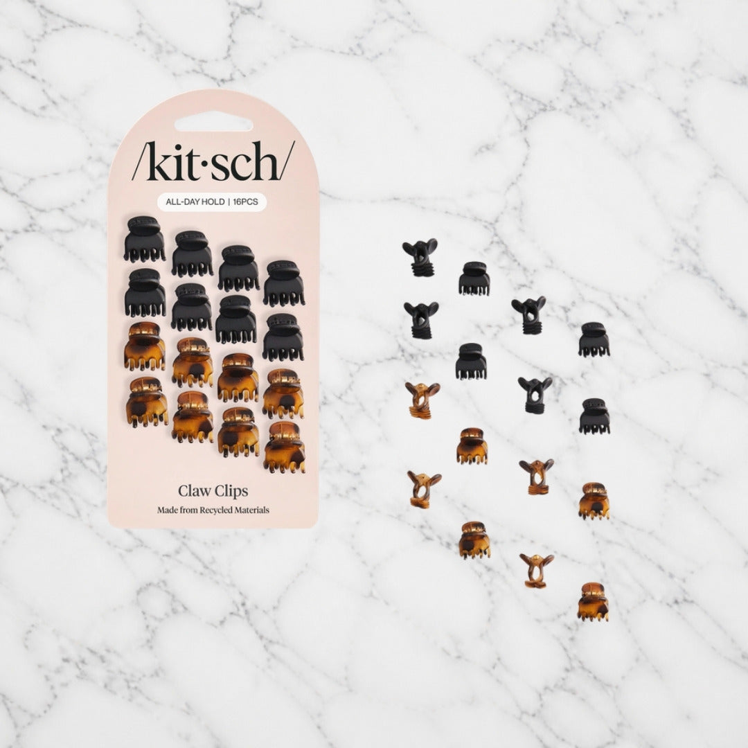 Kitsch Micro Classic Claw Clips on white marble