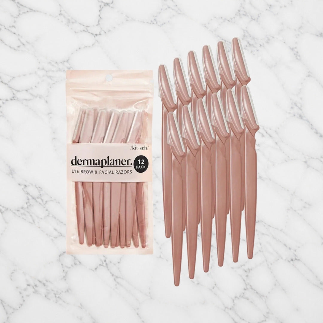Kitsch Terracotta Dermaplaners 12 pack on white marble