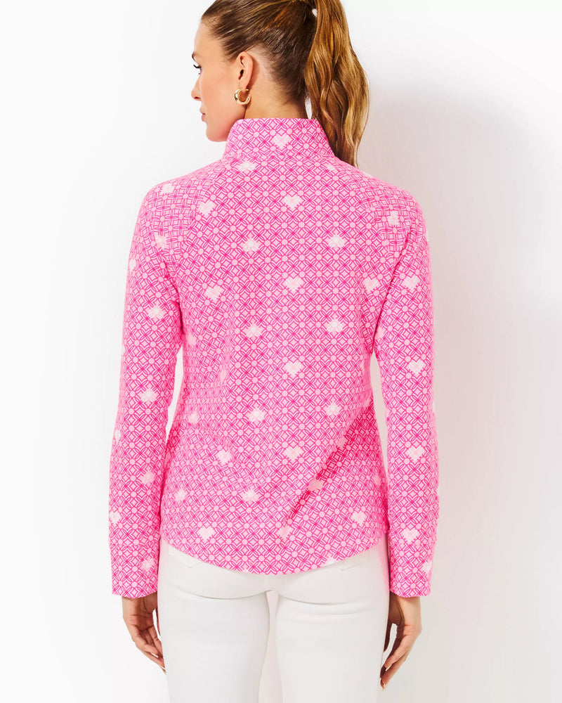 The "Passion Fruit Pink Fluttering Hearts" UPF 50+ Skipper Popover by Lilly Pulitzer