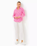 The "Passion Fruit Pink Fluttering Hearts" UPF 50+ Skipper Popover by Lilly Pulitzer