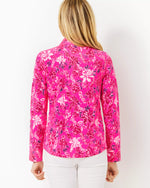 The "Passion Fruit Pink Giraffic Park" UPF 50+ Leona Zip-Up Jacket by Lilly Pulitzer