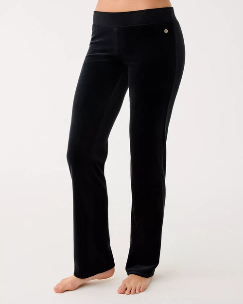 The "Noir" 33" Dorsey Velour Pant by Lilly Pulitzer