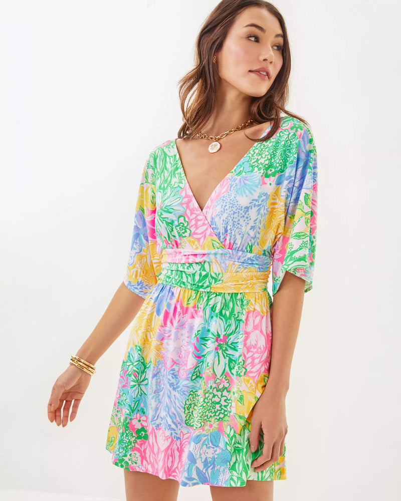 The "Multi Bright Delight Patch" Parigi Skort Romper by Lilly Pulitzer