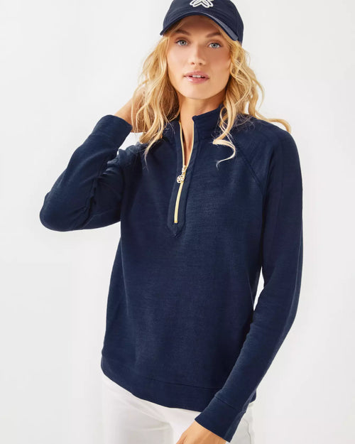 The "True Navy" Ashlee Half-Zip Pullover by Lilly Pulitzer
