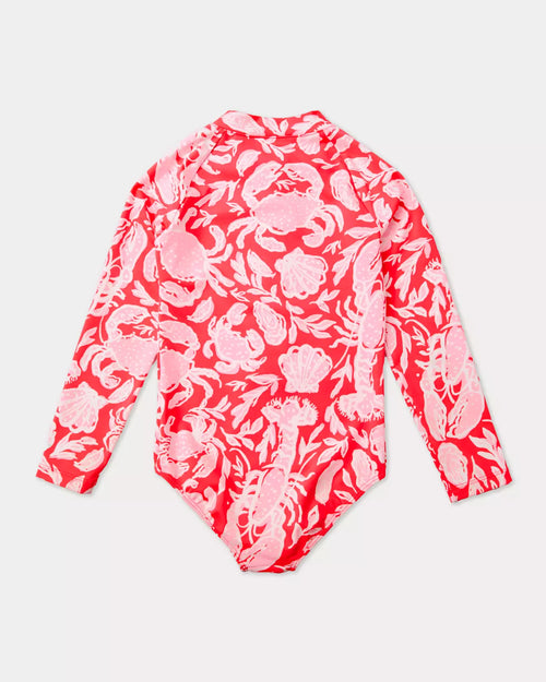 The "Crab Collab" UPF 50+ Girls Alicia Rashguard One-Piece Swimsuit by Lilly Pulitzer