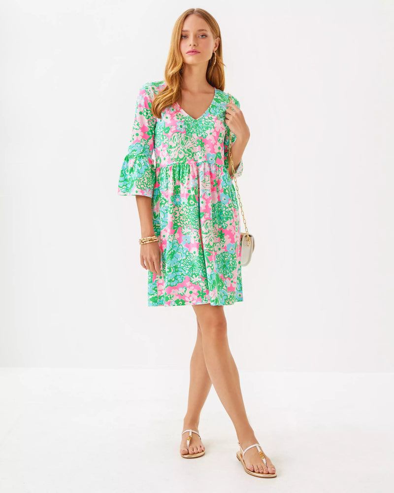 The "Multi Plumes In Bloom" Jannie V-Neck Dress by Lilly Pulitzer