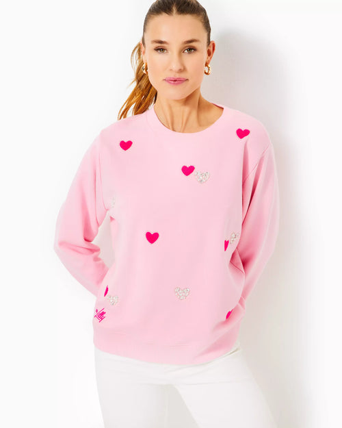 The "Conch Shell Pink Hearts" Ballad Sweatshirt by Lilly Pulitzer