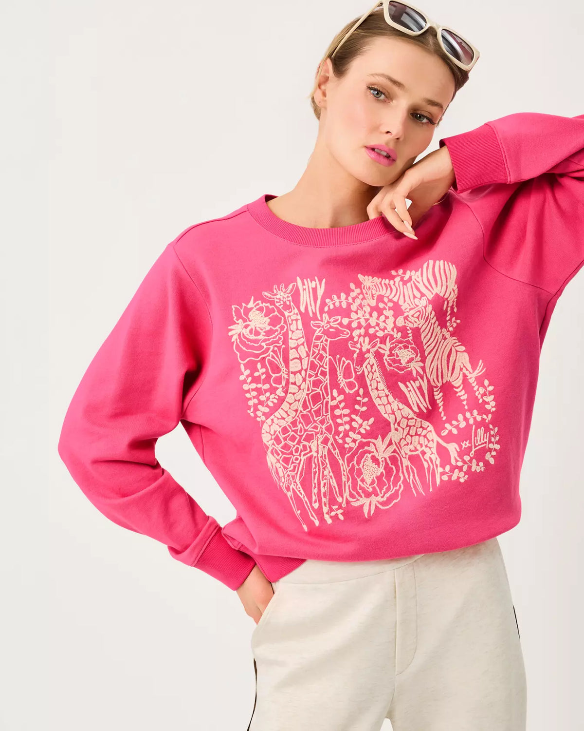 The "Pink Aster Safari" Ballad Sweatshirt by Lilly Pulitzer
