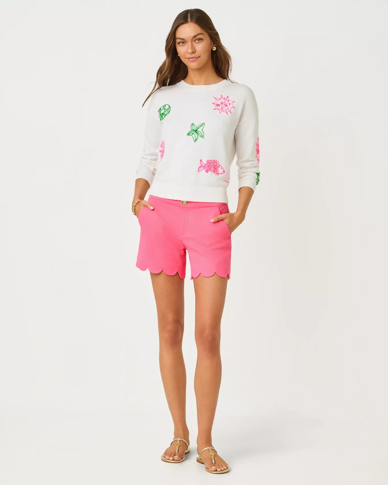 The "Cherry Blossom Pink" 5" Buttercup Mid Rise Short by Lilly Pulitzer