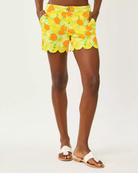 The "Zesty" 5" Buttercup Mid Rise Short by Lilly Pulitzer