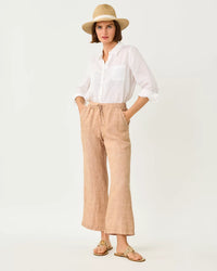 The "Iced Latte" 27" Brawley Linen Crop Pant by Lilly Pulitzer