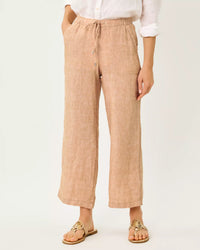 The "Iced Latte" 27" Brawley Linen Crop Pant by Lilly Pulitzer