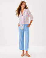 The "Jacaranda Blue" 27" Brawley Linen Crop Pant by Lilly Pulitzer