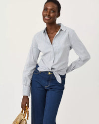 The "Low Tide Navy Shadow Shirting Stripe" Tie Lilly Shirt by Lilly Pulitzer