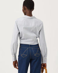 The "Low Tide Navy Shadow Shirting Stripe" Tie Lilly Shirt by Lilly Pulitzer