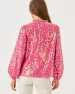 The "Sun Shell Pink" Giana Long Sleeve Silk Top by Lilly Pulitzer