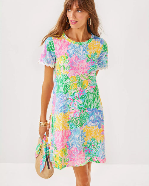 The "Multi Bright Delight Patch" Cody Short Sleeve Dress by Lilly Pulitzer