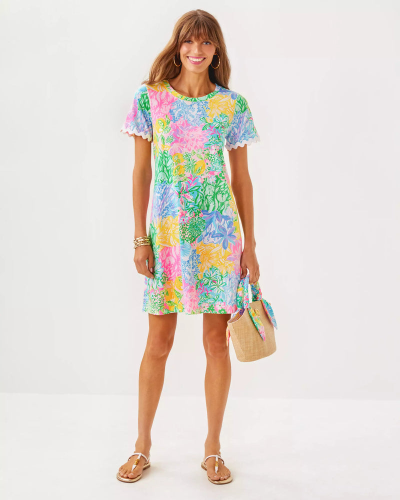 The "Multi Bright Delight Patch" Cody Short Sleeve Dress by Lilly Pulitzer