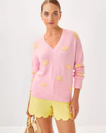 The "Heathered Pink Muse Fresh Squeezed Embroidery" Tensley Sweater by Lilly Pulitzer