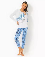 The "Bonaire Blue Coastal Constellation" Weekender High Rise Midi UPF 50+ Leggings by Lilly Pulitzer