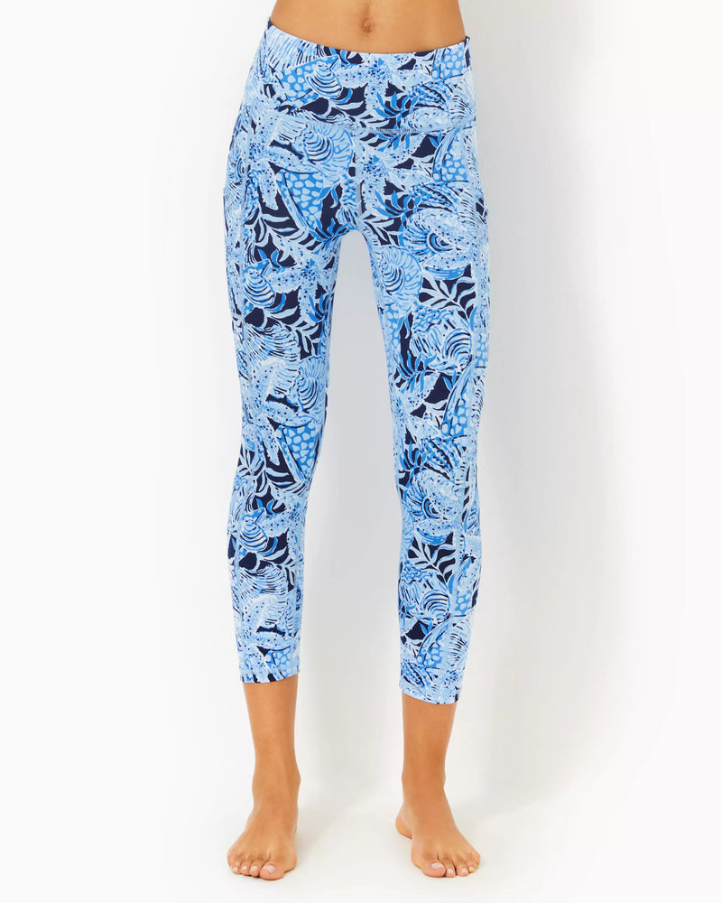 The "Bonaire Blue Coastal Constellation" Weekender High Rise Midi UPF 50+ Leggings by Lilly Pulitzer