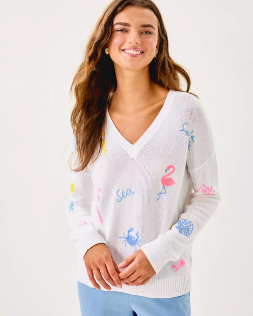 The "Summer Serenade Embroidery" Tensley Sweater by Lilly Pulitzer