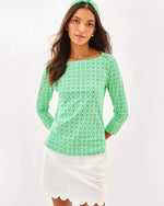 The "Fauna Green X Resort White Butterfly" UPF 50+ Callison Top by Lilly Pulitzer