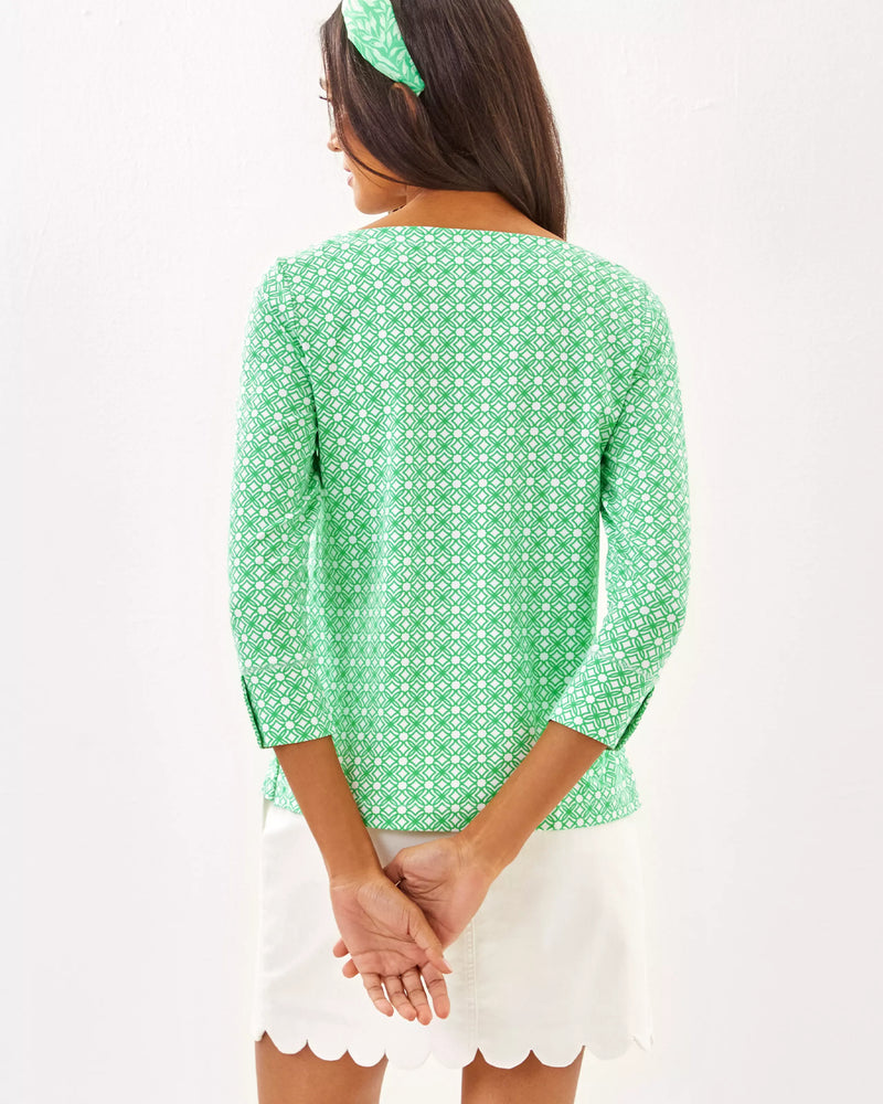 The "Fauna Green X Resort White Butterfly" UPF 50+ Callison Top by Lilly Pulitzer