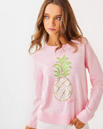 The "Heathered Pink Muse Party Pineapple Jacquard" Tensley Sweater by Lilly Pulitzer