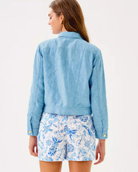 The "Blue Peri" Seaspray Linen Jacket by Lilly Pulitzer