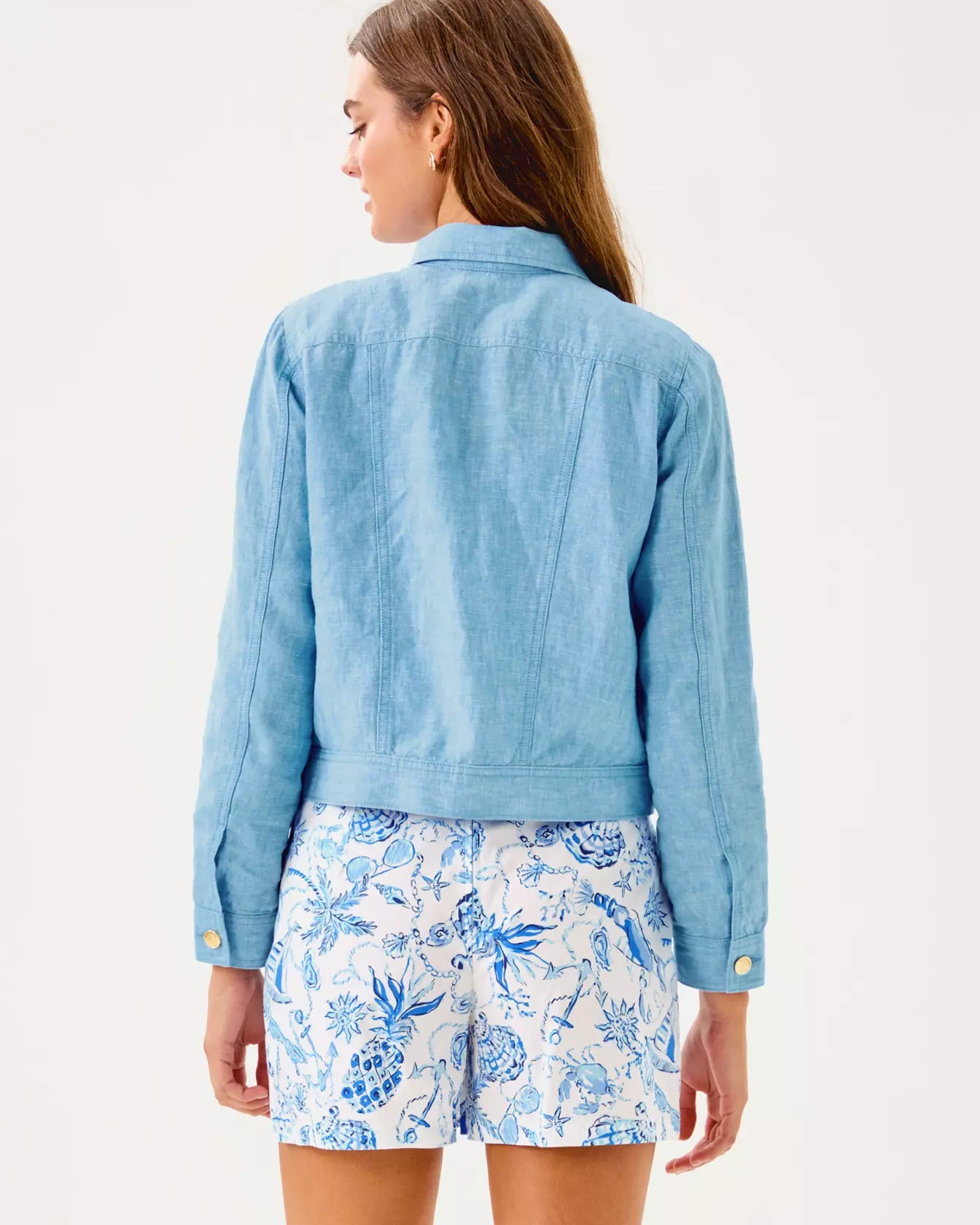 The "Blue Peri" Seaspray Linen Jacket by Lilly Pulitzer