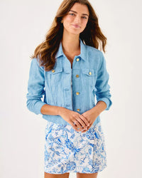 The "Blue Peri" Seaspray Linen Jacket by Lilly Pulitzer