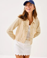 The "Wicker Tan" Seaspray Linen Jacket by Lilly Pulitzer