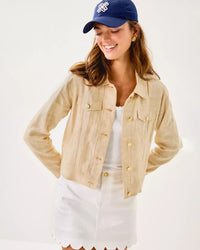 The "Wicker Tan" Seaspray Linen Jacket by Lilly Pulitzer