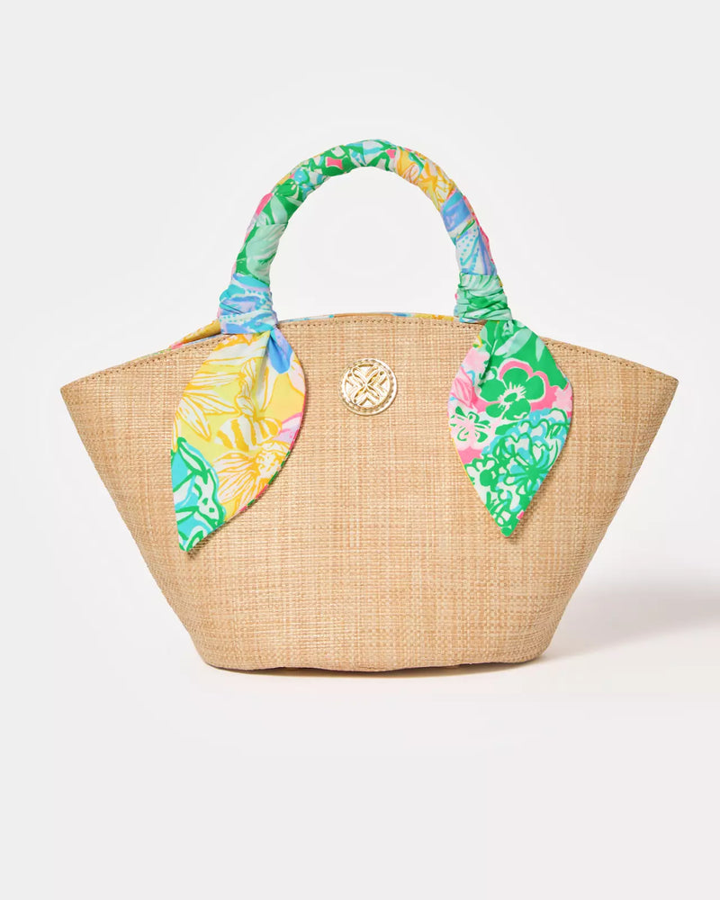 The "Multi Bright Delight Patch" Malia Mini Straw Bag by Lilly Pulitzer