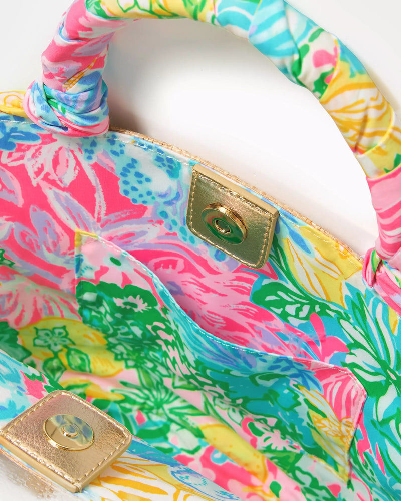 The "Multi Bright Delight Patch" Malia Mini Straw Bag by Lilly Pulitzer