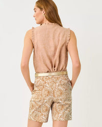 The "Iced Latte" Kavalla Sleeveless Ruffle Top by Lilly Pulitzer