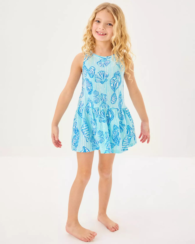 The "Cool as Shell" Girls Mini Dixi Dress by Lilly Pulitzer