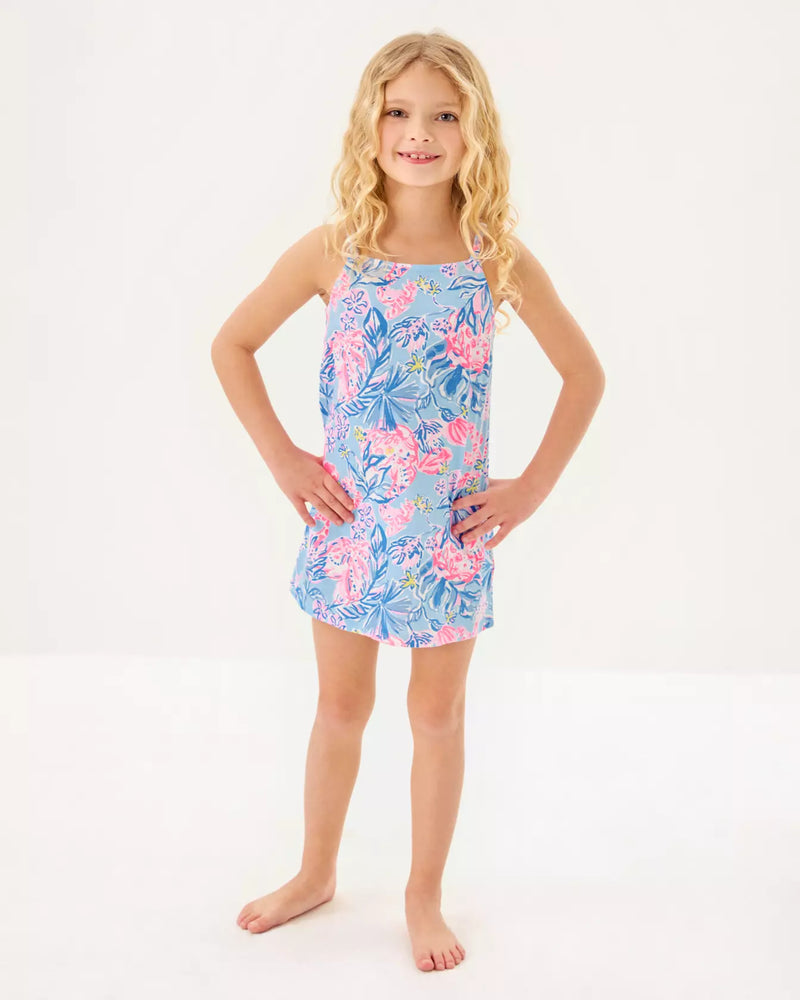 The "Elephant Splash" Girls Mini Kyleigh Dress by Lilly Pulitzer