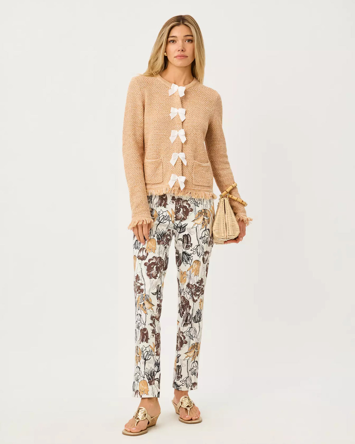 The "Iced Latte Marl" Kelso Bow Cardigan by Lilly Pulitzer