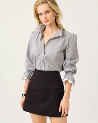 The "Noir Stripe" RicRac 3/4 Sleeve Lilly Shirt by Lilly Pulitzer